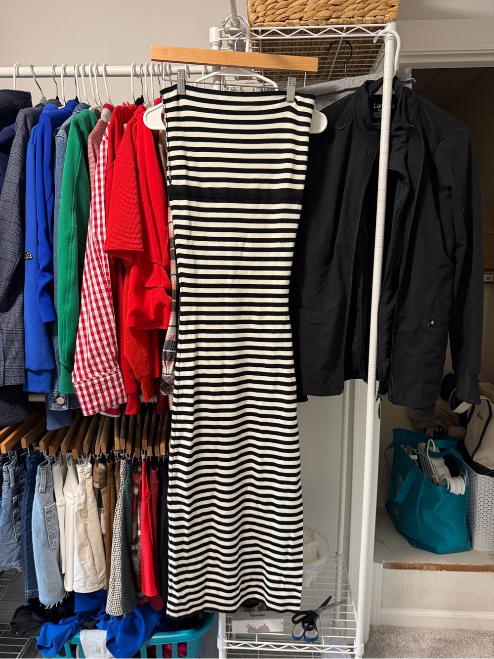 Evereve Black & White Striped Jane Strapless Dress